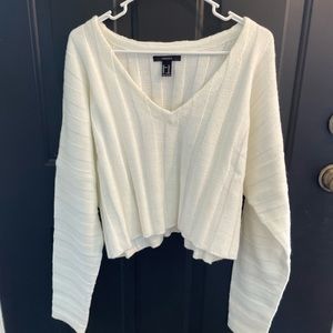 Forever 21 White Cropped Sweater